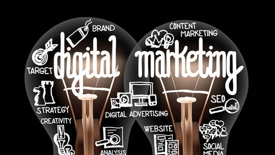 Light Bulbs with Digital Marketing Concept